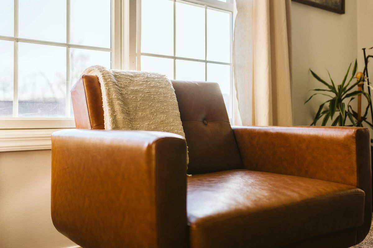 A shiny leather chair