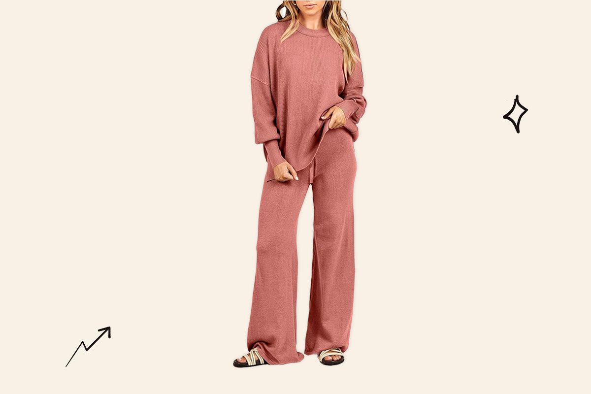 An image of Anrabess knit sweater and wide leg pants set
