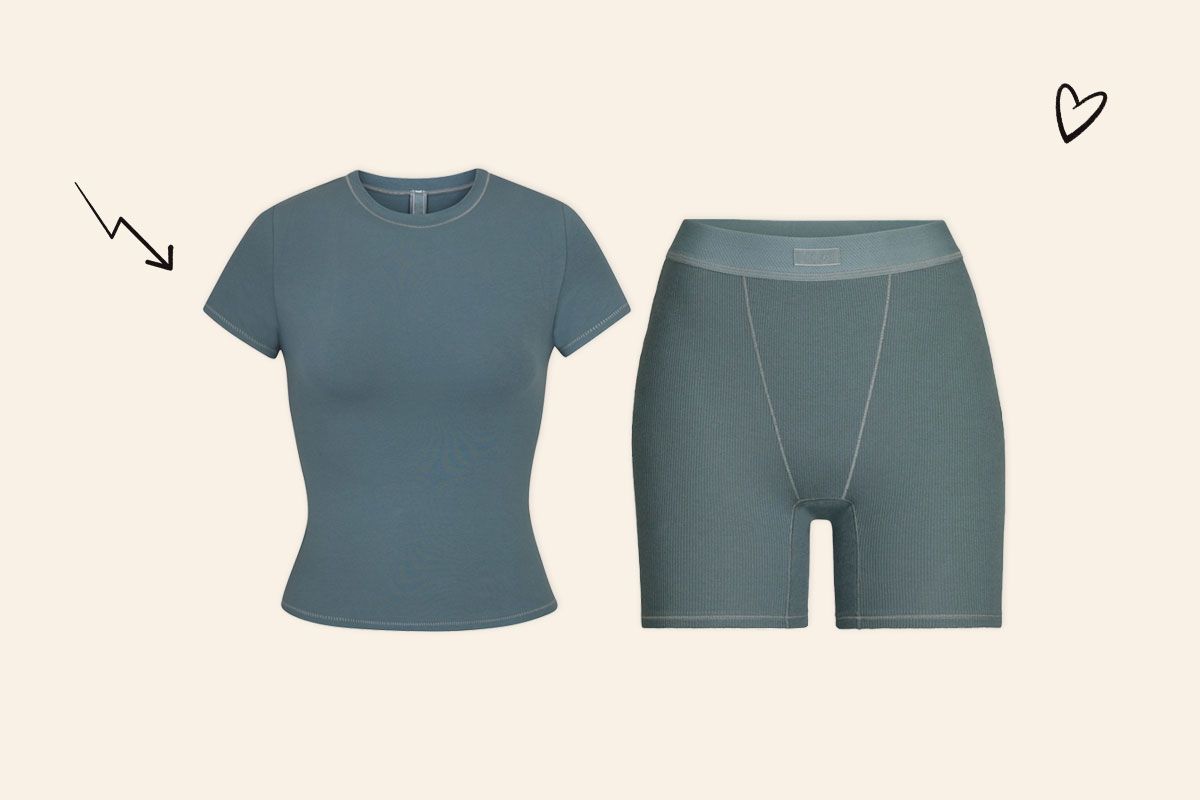 An image of Skims cotton t-shirt and boxer set