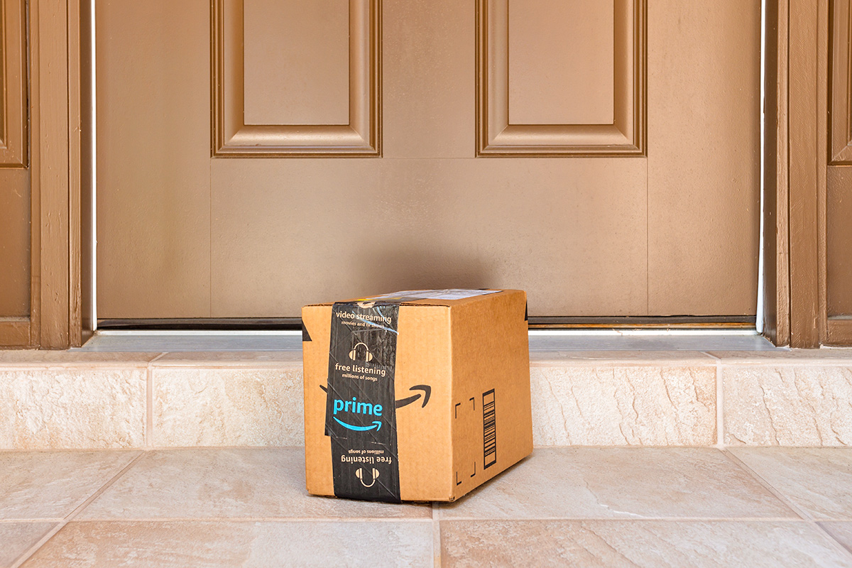 Amazon box on doorstep