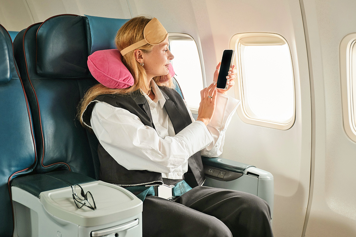 Woman on plane