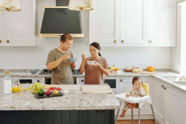 Family in a kitchen