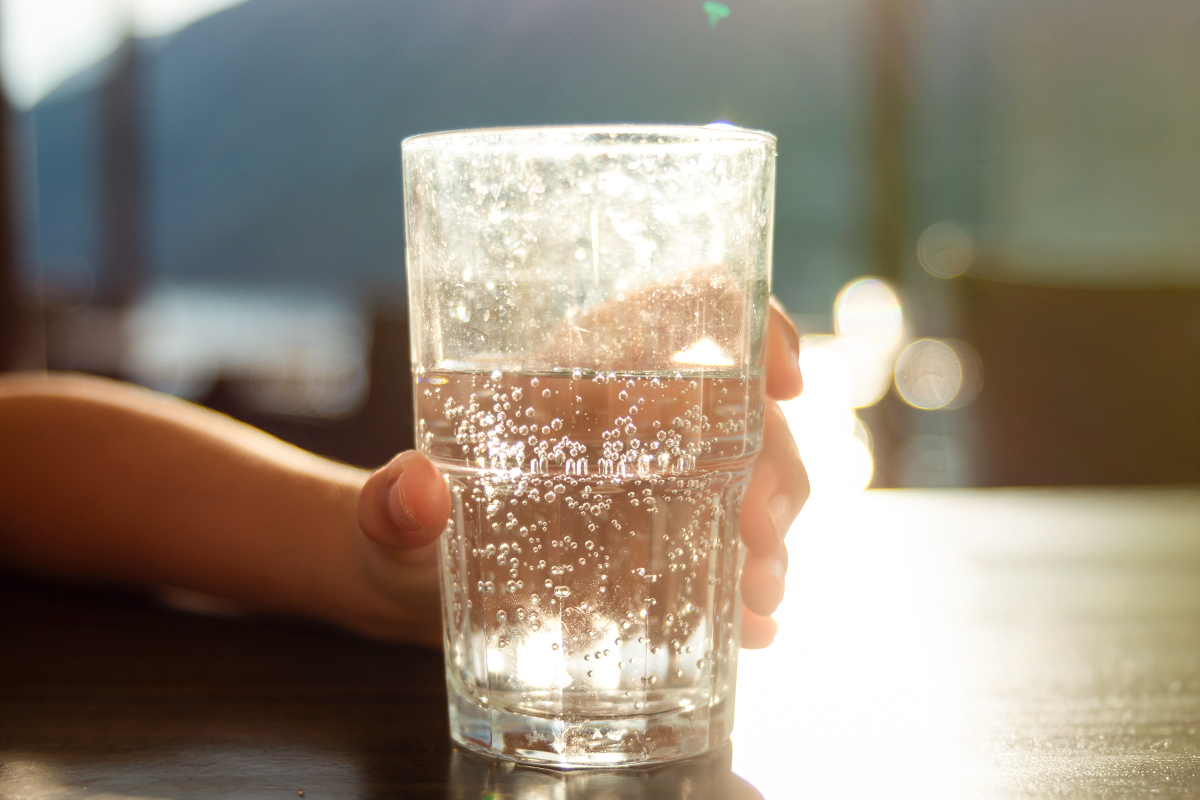 Glass of sparkling water