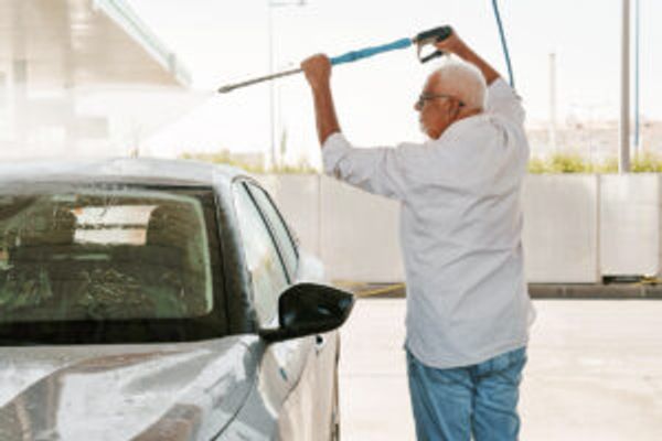 Man washing car