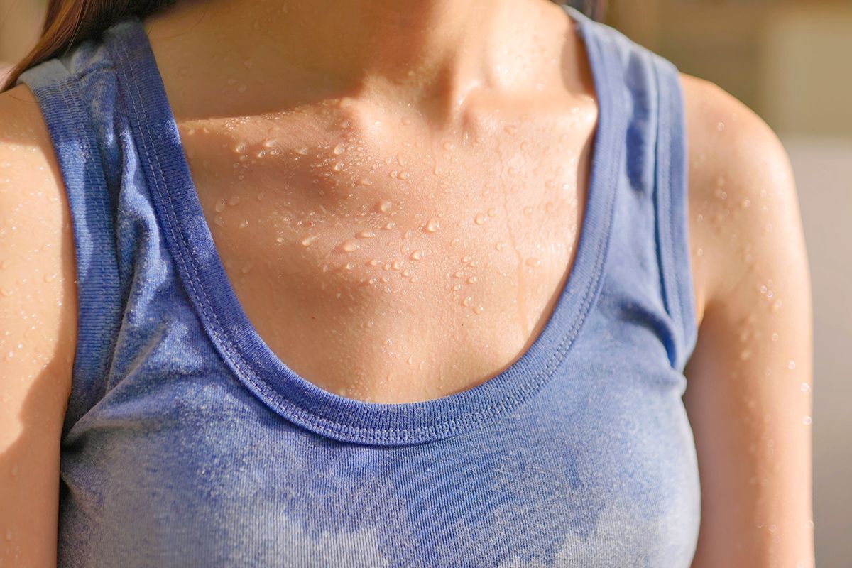 Woman sweating