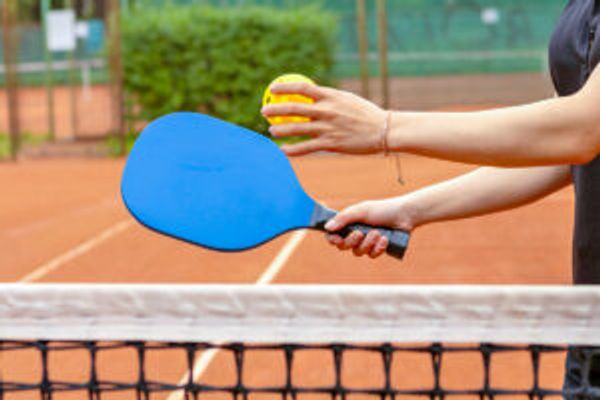 About to serve during Pickleball game