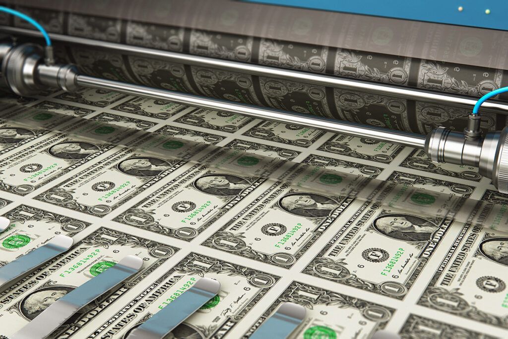 $1 bills being printed