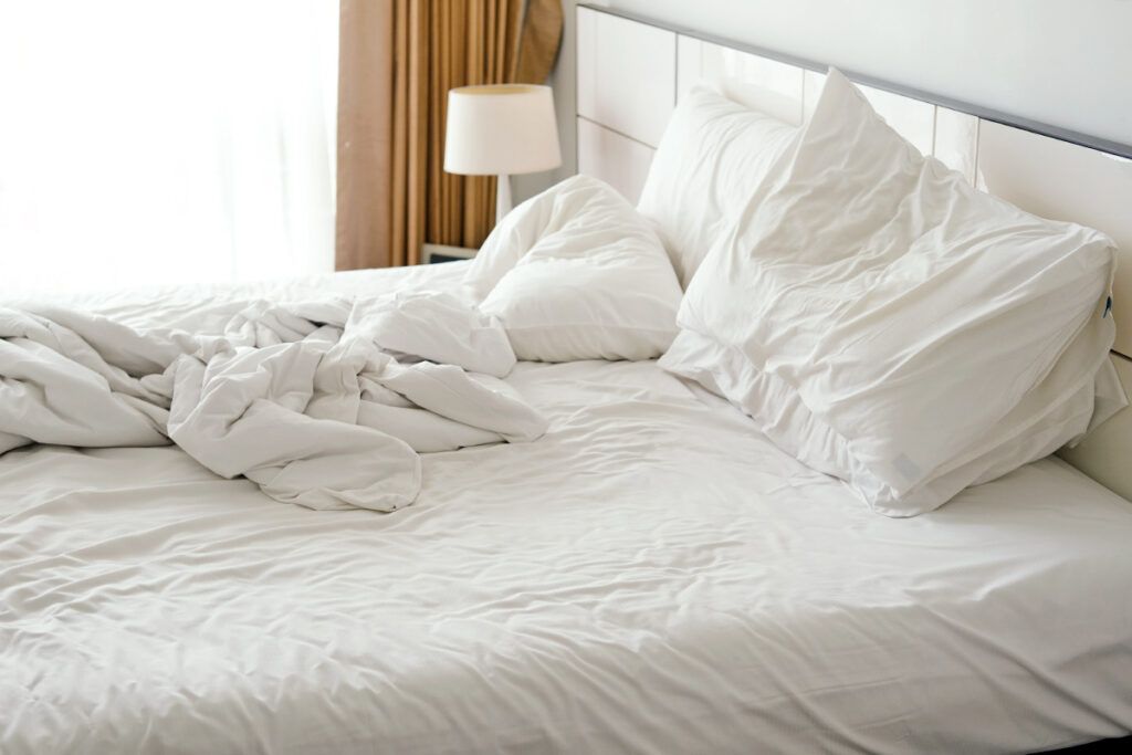An unmade bed