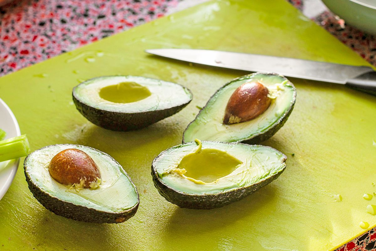 Avocados on cutting board