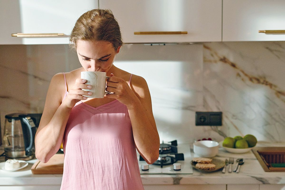 Woman drinking coffee