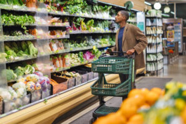 Man shopping at grocery store