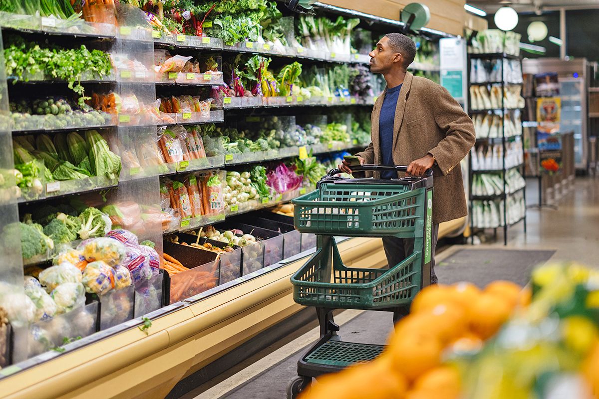 Man shopping at grocery store