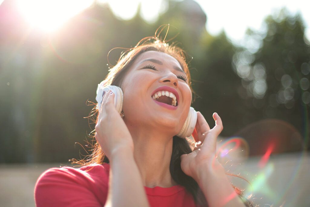 Woman listening to music