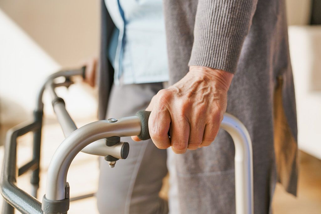 Hands on a walker