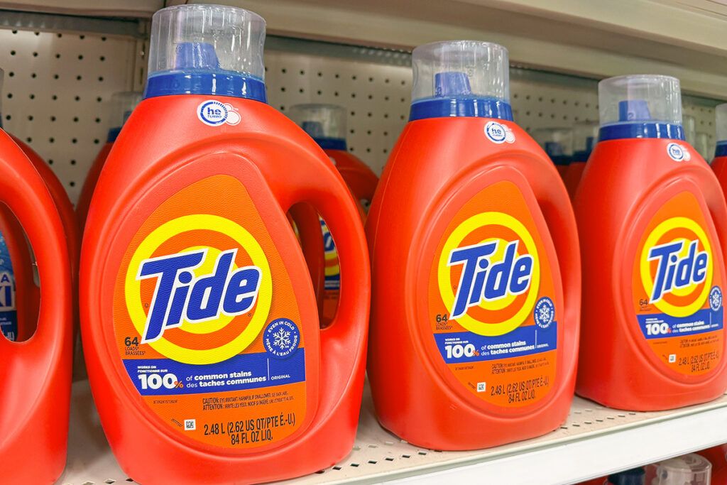 Tide detergent on a shelf