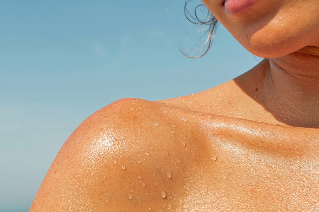 Shoulder with sweat