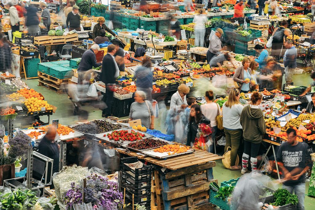Crowded grocery store