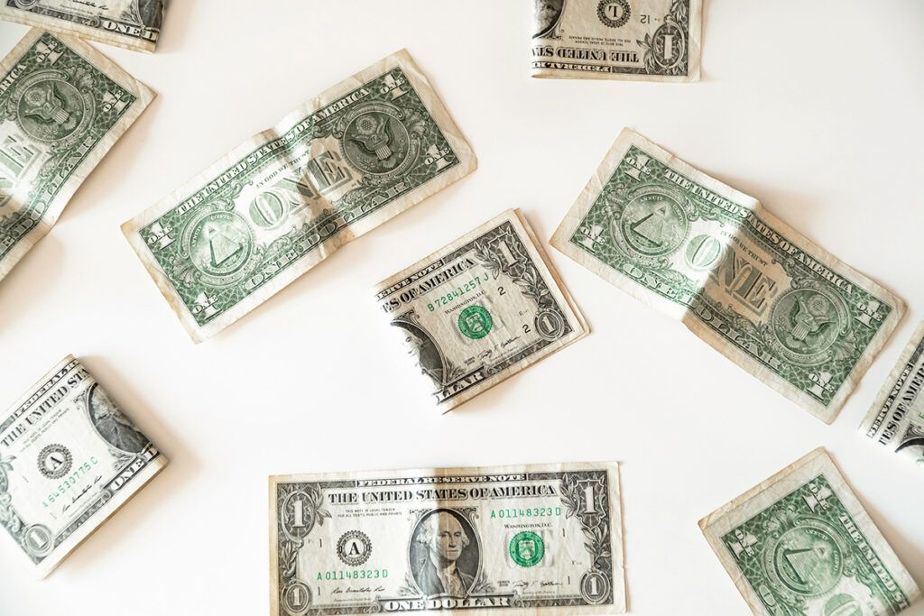 $1 bills on a table