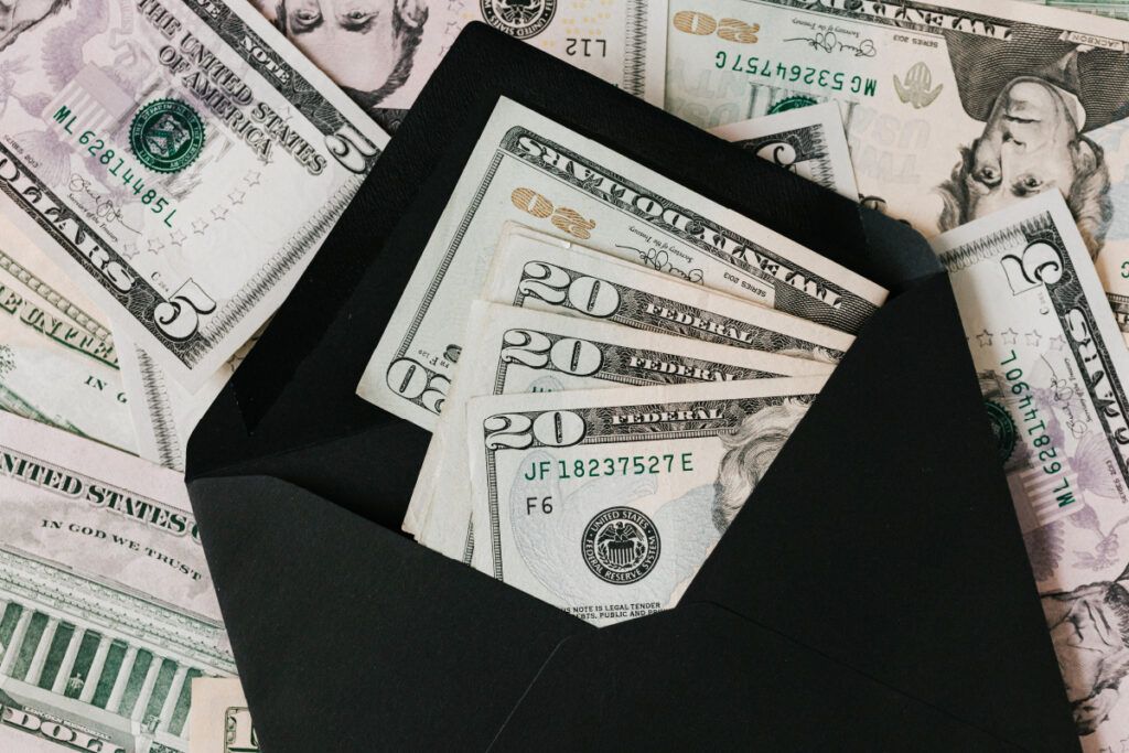 Money in a black envelope