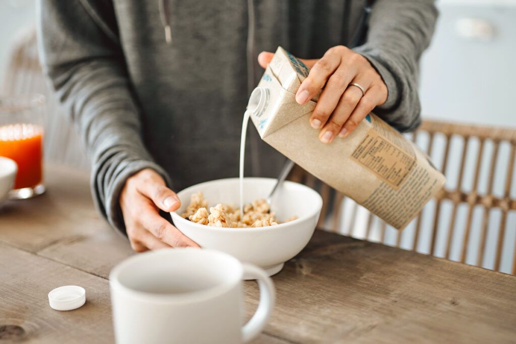 Soy milk in cereal