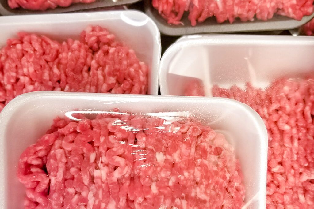 Ground beef in packages