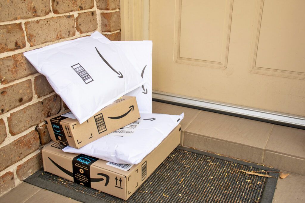 Amazon packages on porch