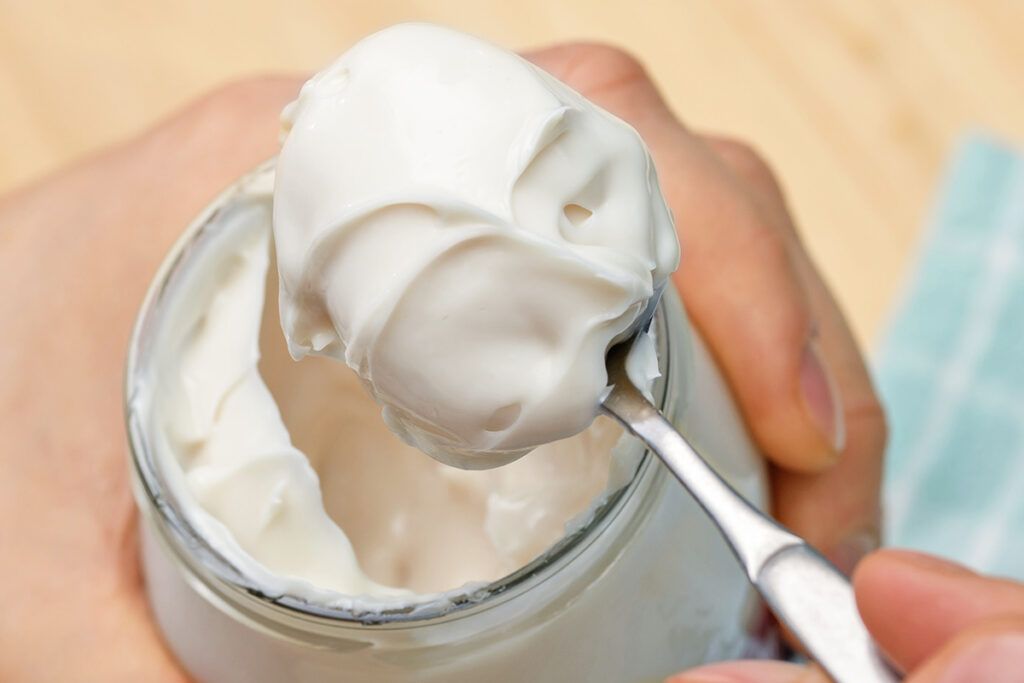 Mayonnaise on a spoon