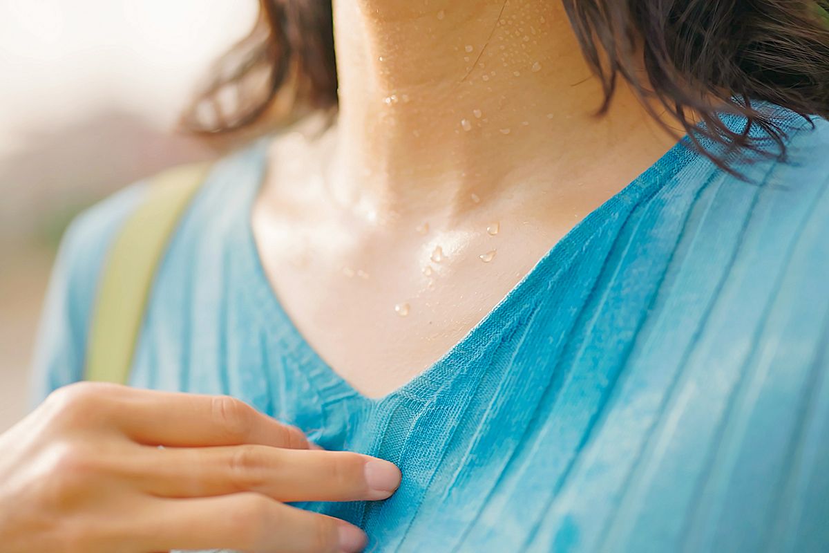 Person sweating