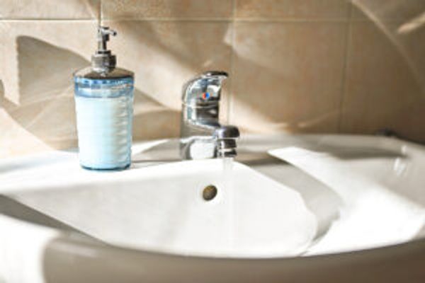 Sink with water running