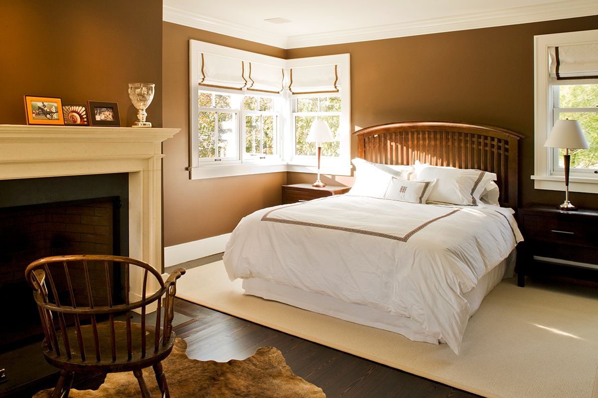 Bedroom with brown walls