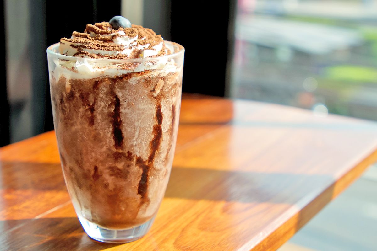 Chocolate frappe with whipped cream