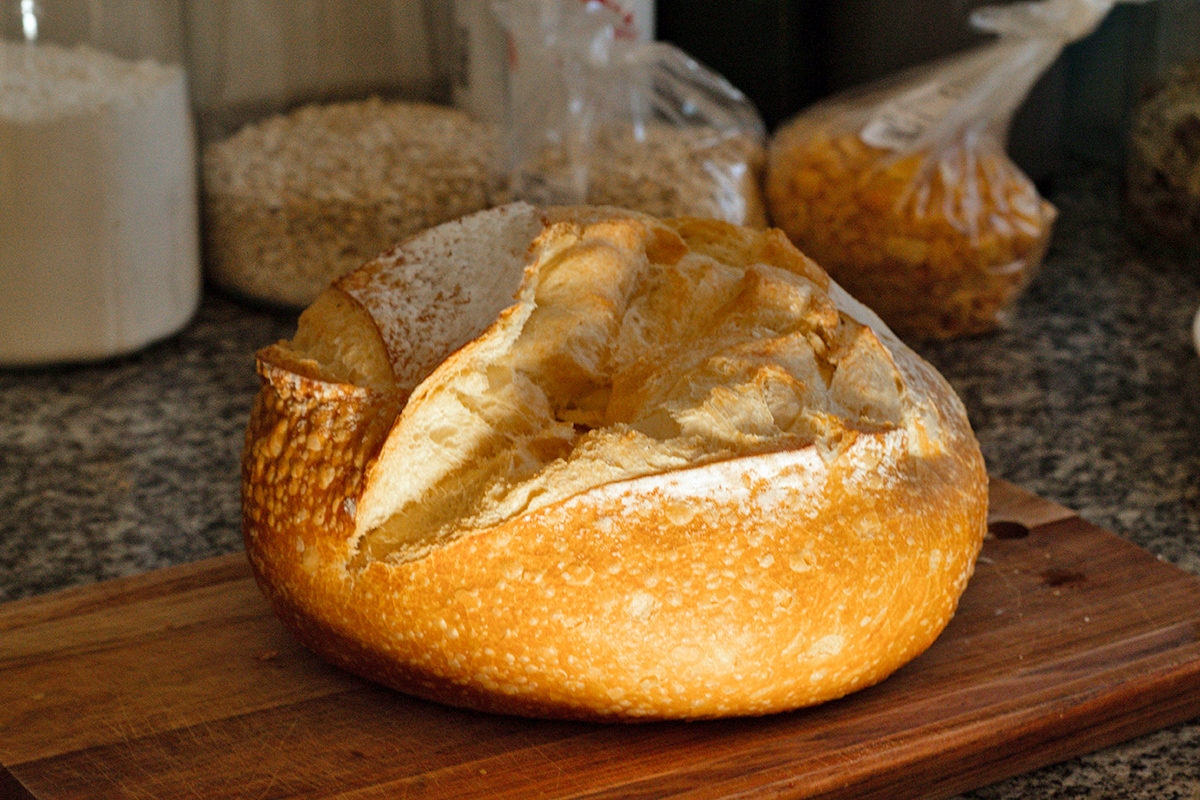 Sourdough bread on a cutting board