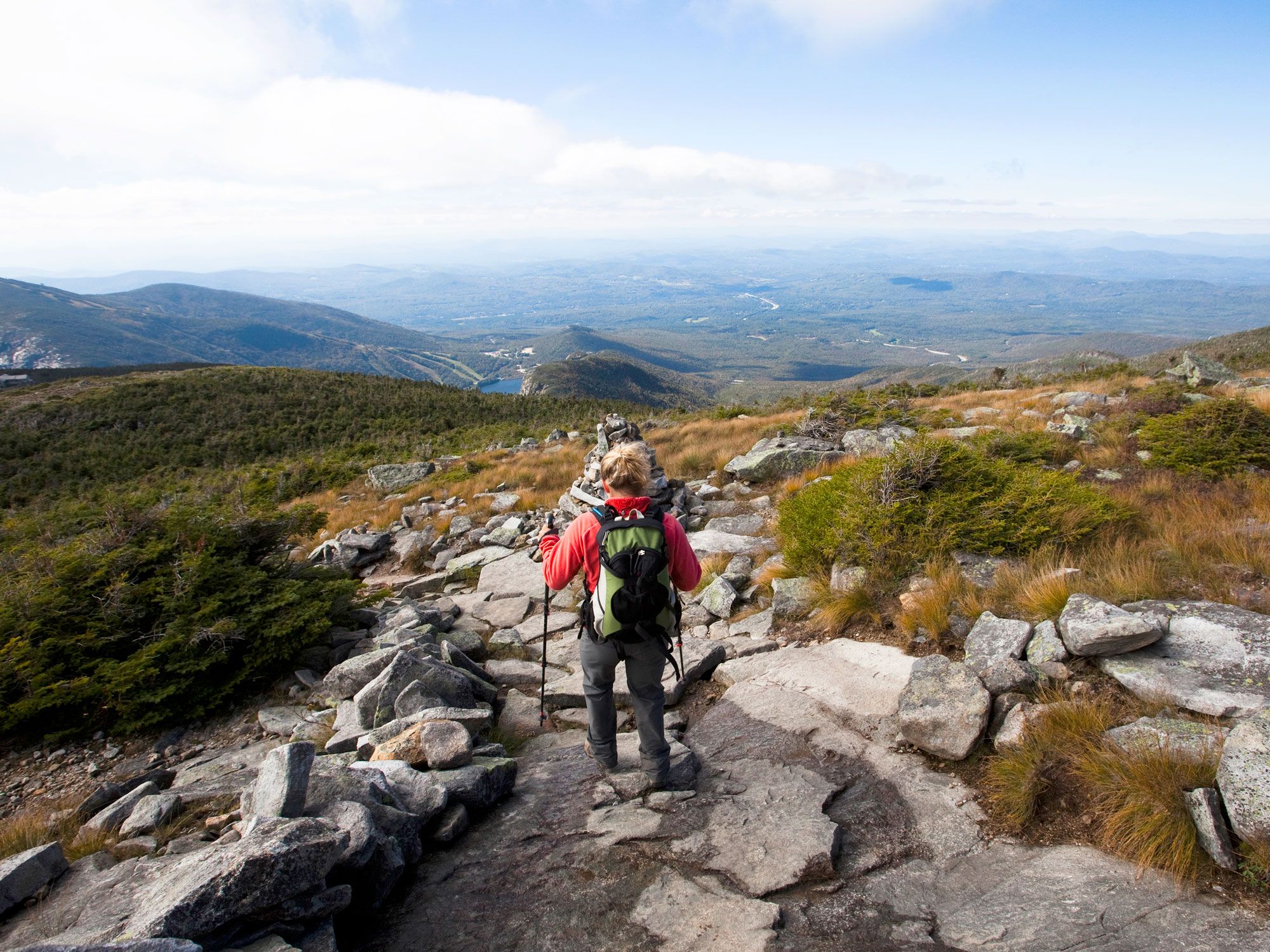 Hiker in New Hampshire mountains