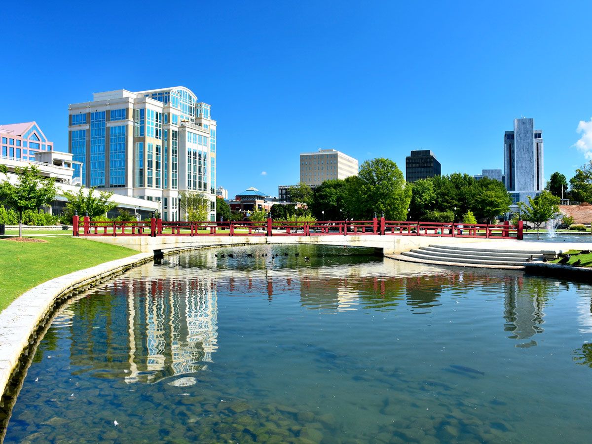 Lake in park in Huntsville, Alabama