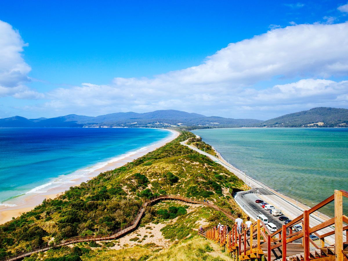 Aerial view of Bruny Island in Tasmania, Australia 