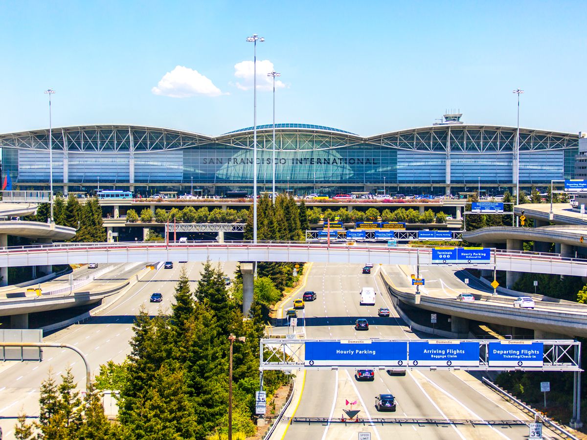 Roadway leading to international terminal at San Francisco International Airport
