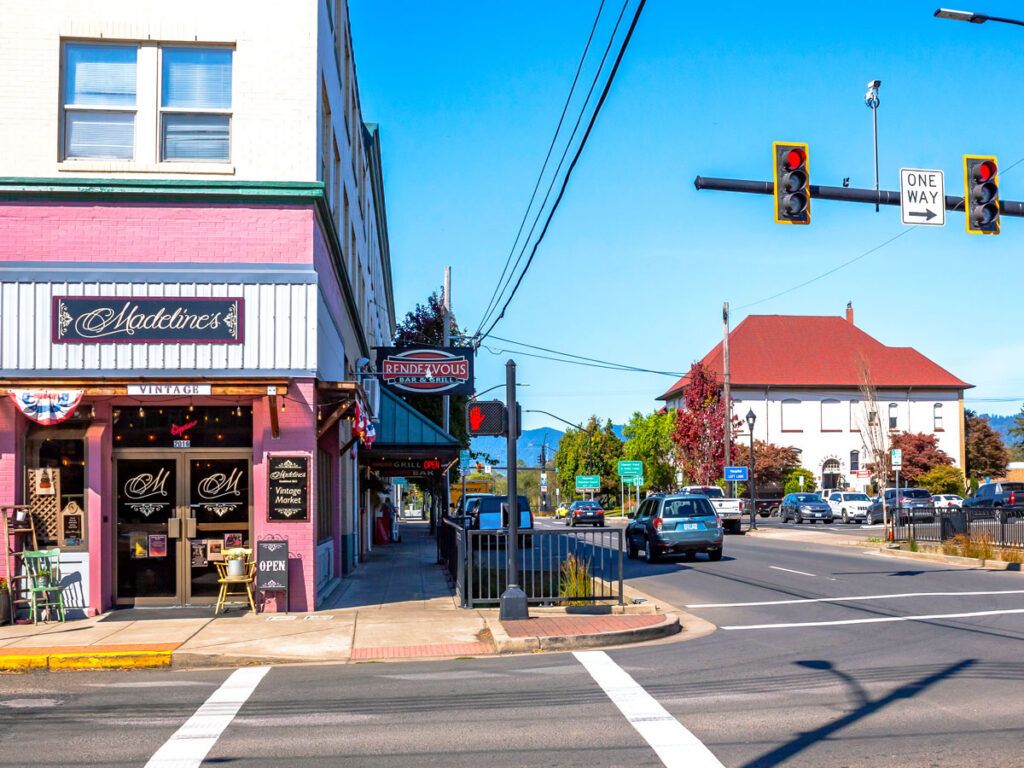 Street corner in Tillamook, Oregon