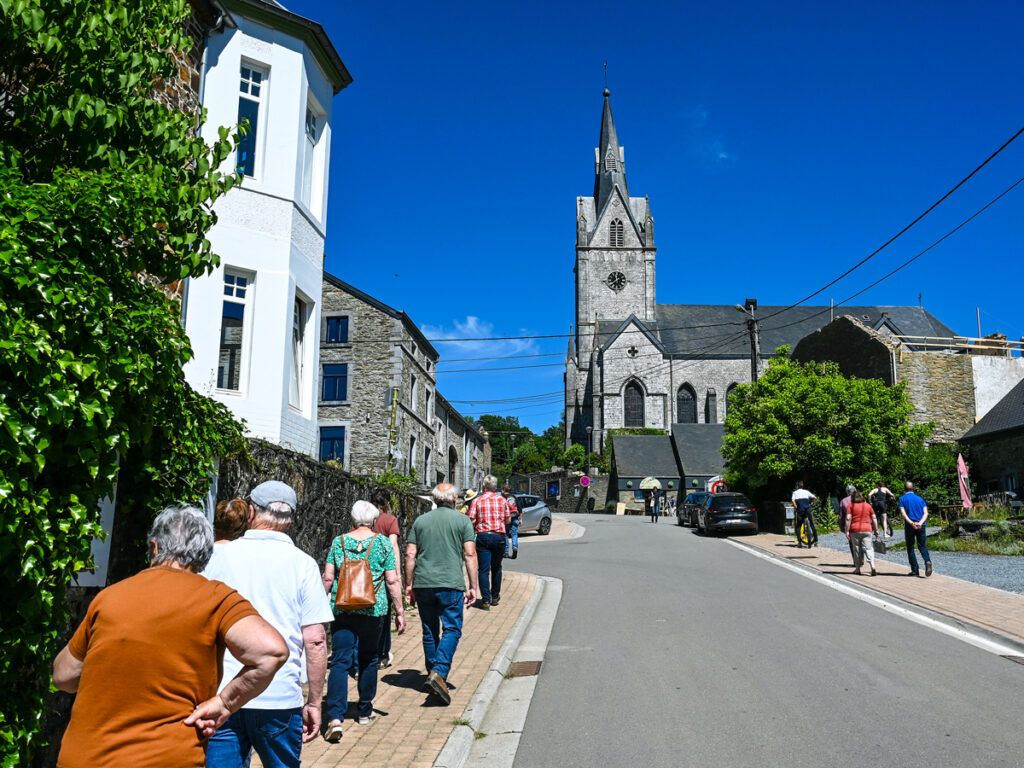 Tourists in village of Redu in Wallonia