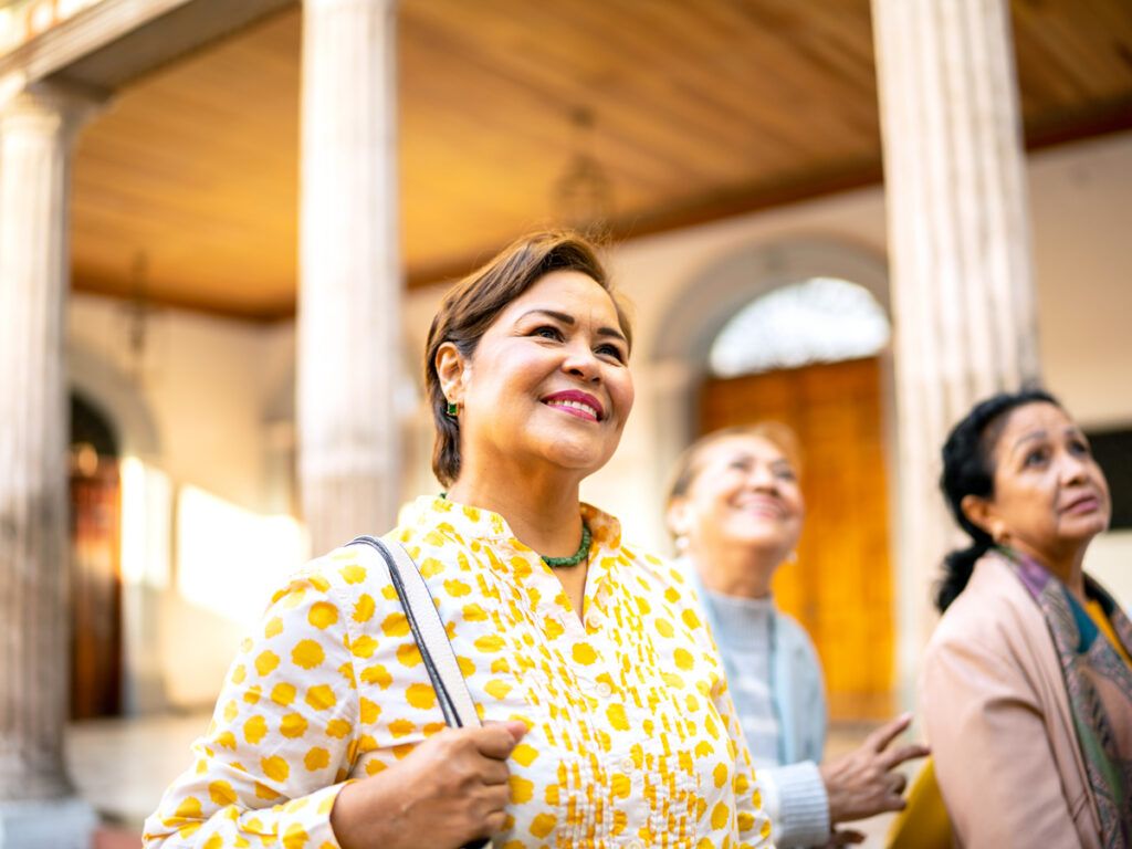 Travelers on group tour