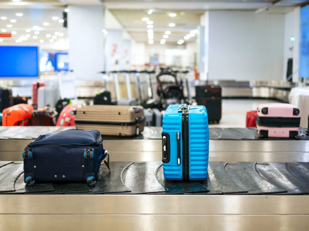 Bags on luggage conveyor belt 