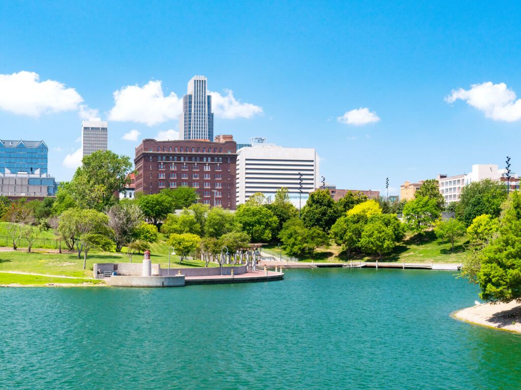 Park with lake in Omaha, Nebraska