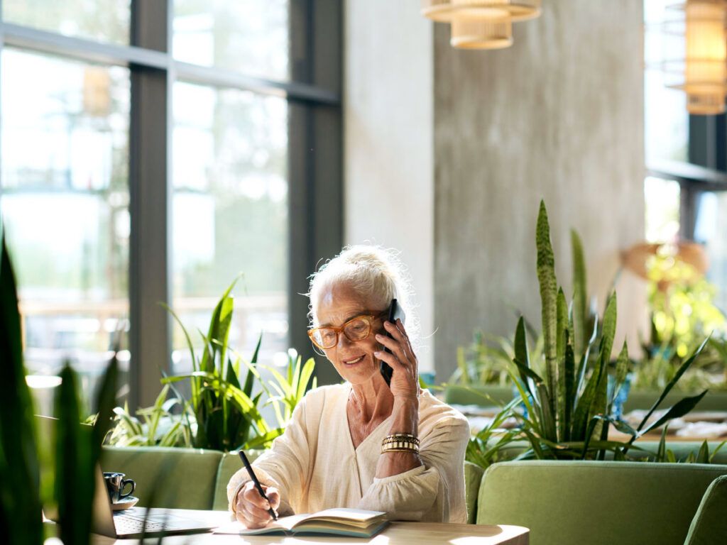 Woman working at a cafe