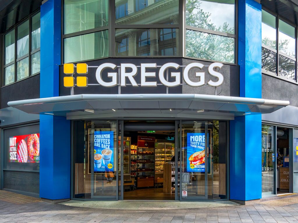 Exterior of a Greggs eatery in the U.K.