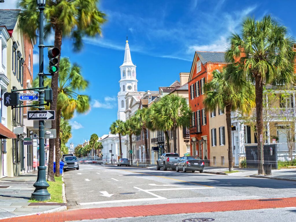 Colorful buildings of downtown Charleston