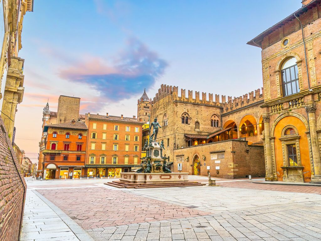 Empty square in Bologna, Italy