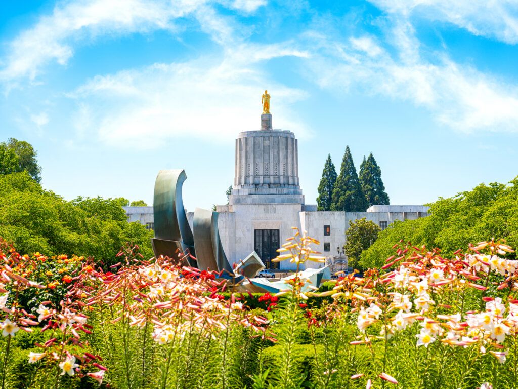 Gardens on the grounds of the Oregon State Capitol in Salem