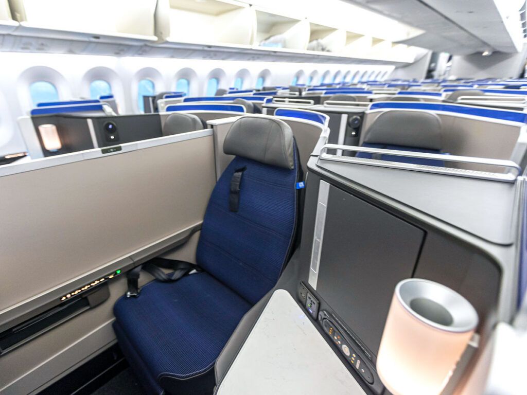 United Polaris cabin on a wide-body airliner