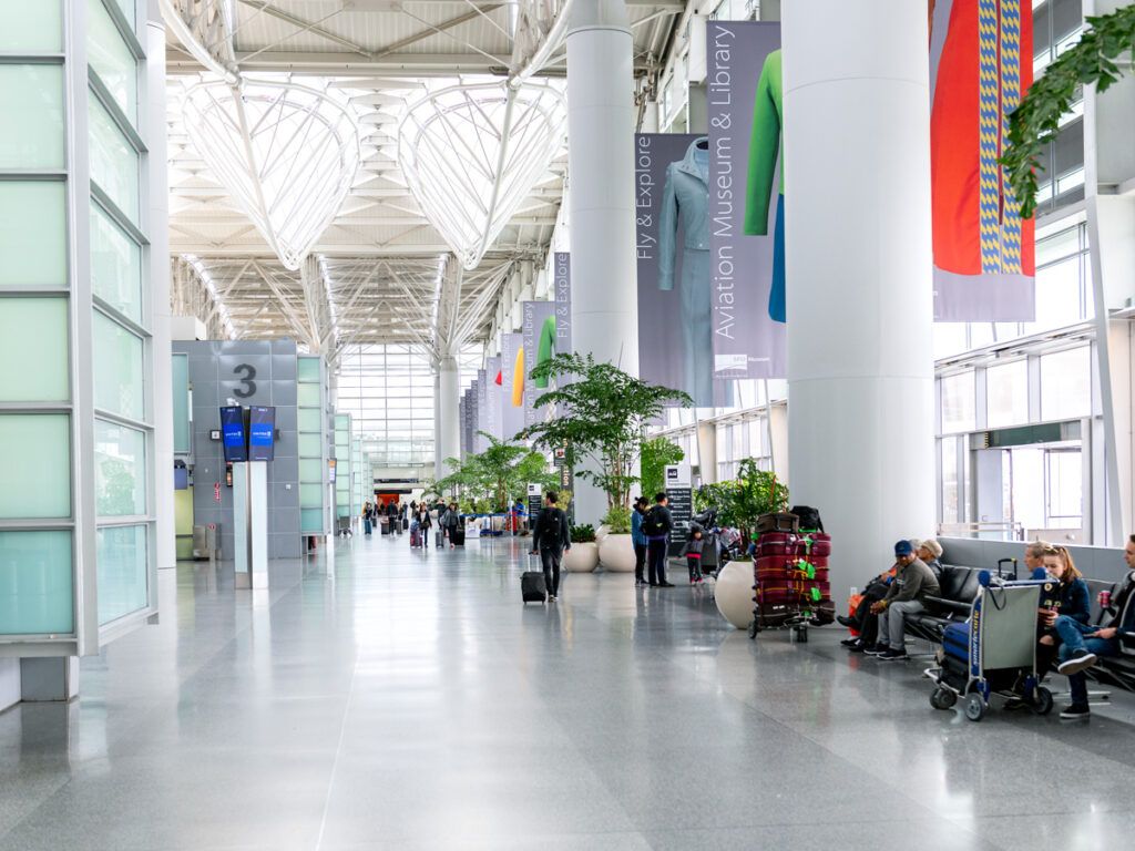 Inside terminal building at San Francisco International Airport
