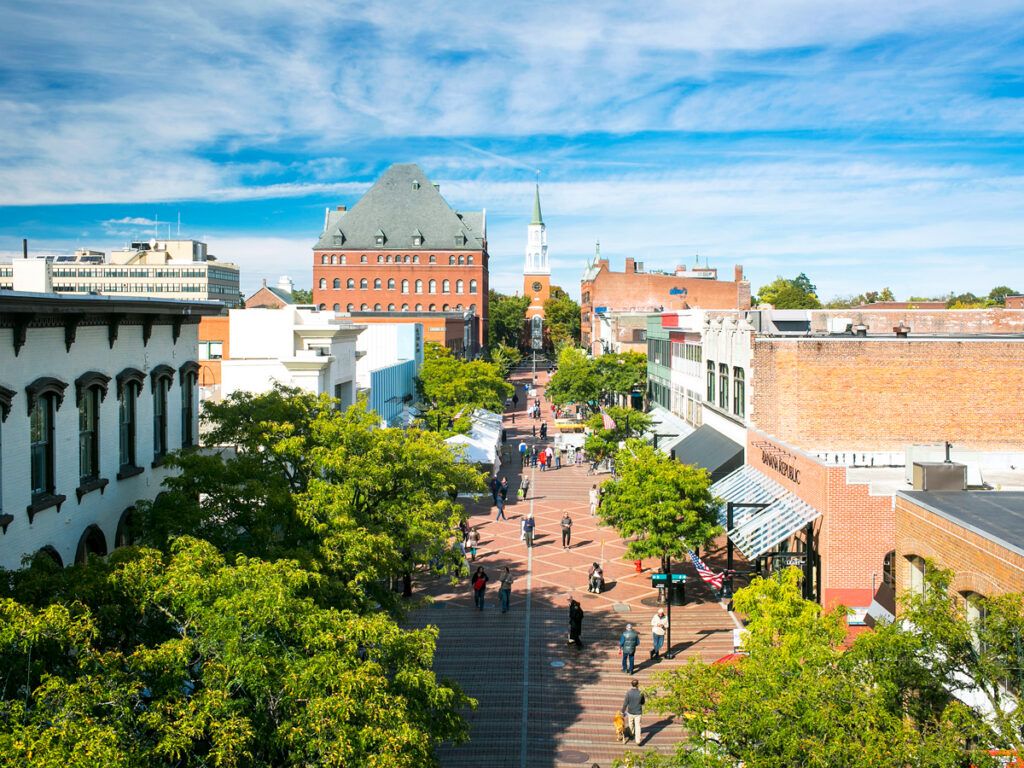Aerial view of downtown Burlington, Vermont