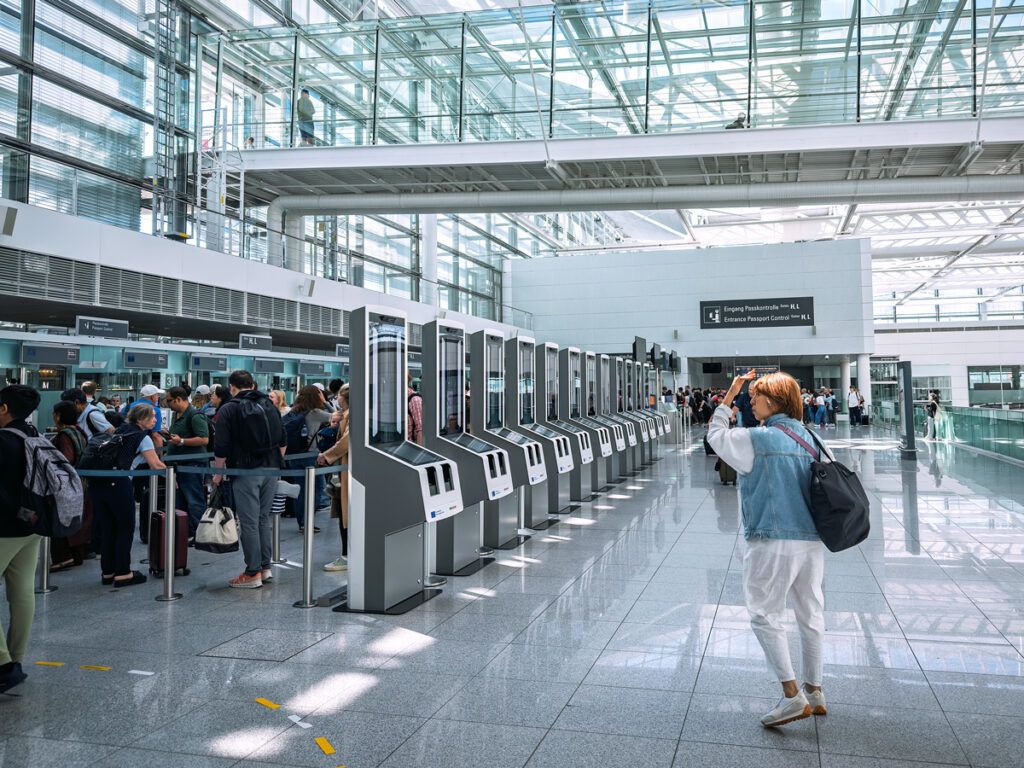 Passport control checkpoint at airport